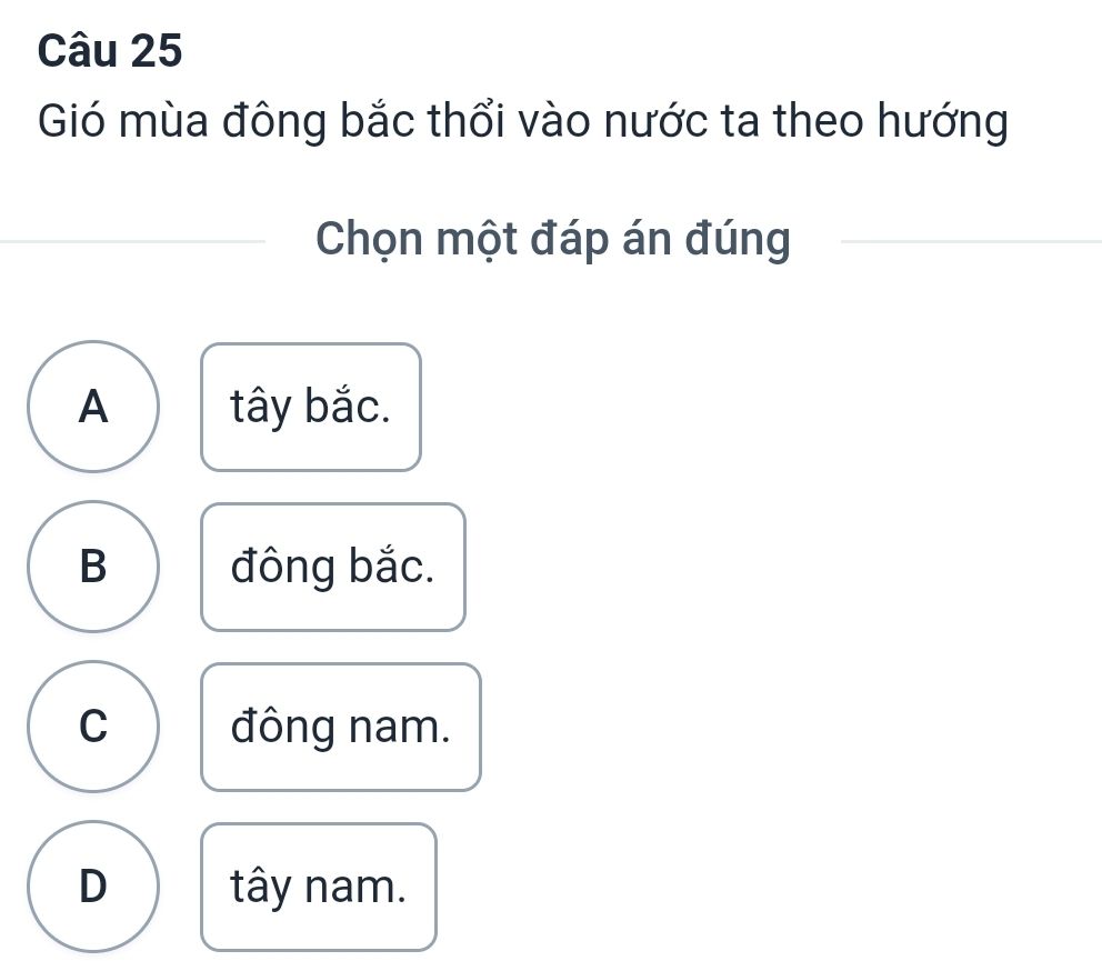 Gió mùa đông bắc thổi vào nước ta theo hướng đông bắc, minh họa hướng gió mùa mùa đông trên lãnh thổ Việt Nam